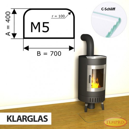 Temprix - Podstawa kominkowa ze szkla przezroczystego M5 