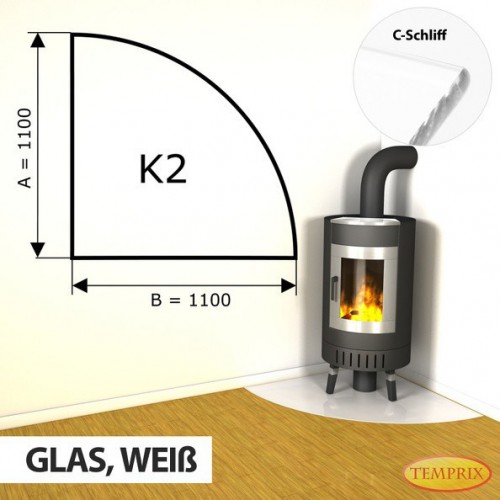 Temprix - Podstawa kominkowa ze szkla bialego K2 