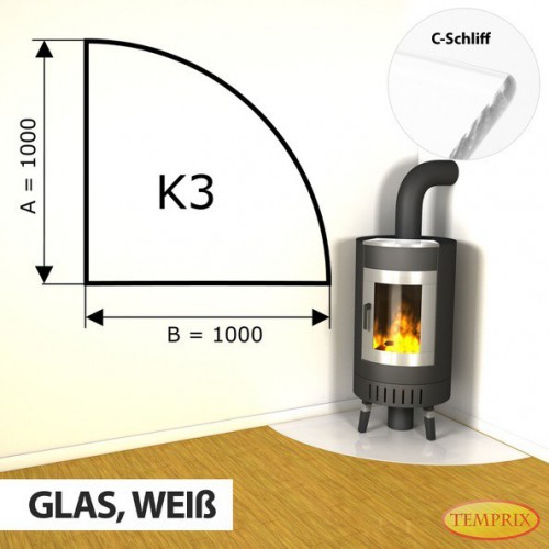 Temprix - Podstawa kominkowa ze szkla bialego K3 