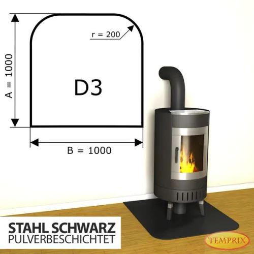 Blacha pod kominek ze stali czarnej D3