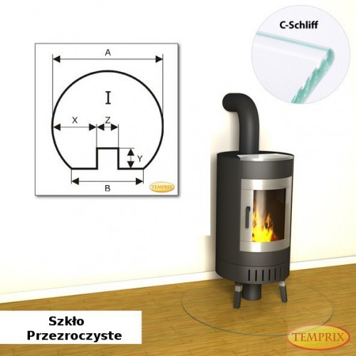 Temprix - Podstawa pod kominek ze szkla przezroczystego IS2 