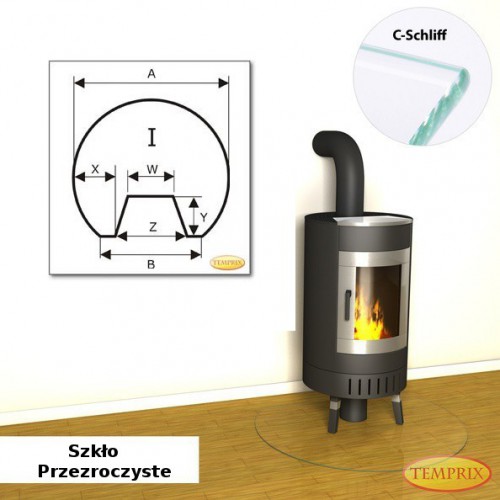 Temprix - Podstawa pod kominek ze szkla przezroczystego IS6 