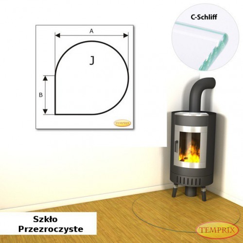 Temprix - Podstawa pod kominek ze szkla przezroczystego JS1 