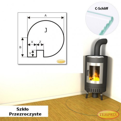 Temprix - Podstawa pod kominek ze szkla przezroczystego JS2 