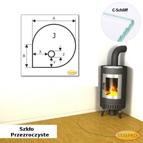 Temprix - Podstawa pod kominek ze szkla przezroczystego JS4 