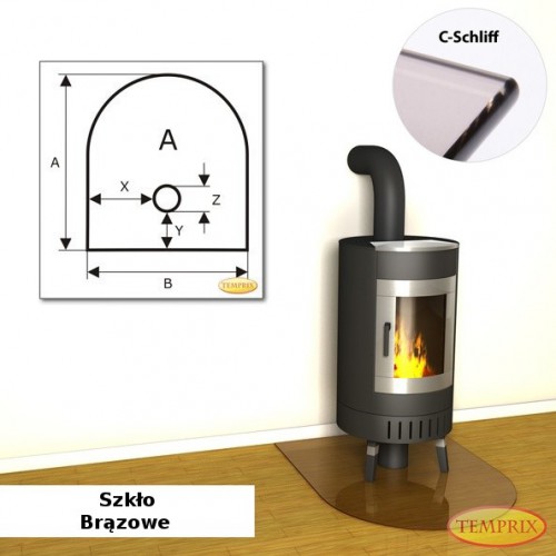 Temprix - Podstawa pod kominek ze szkla brazowego AS4 