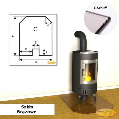 Temprix - Podstawa pod kominek ze szkla brazowego CS2 