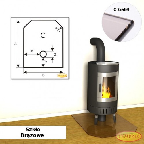 Temprix - Podstawa pod kominek ze szkla brazowego CS4 