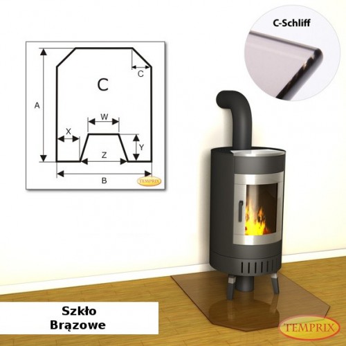 Temprix - Podstawa pod kominek ze szkla brazowego CS6 