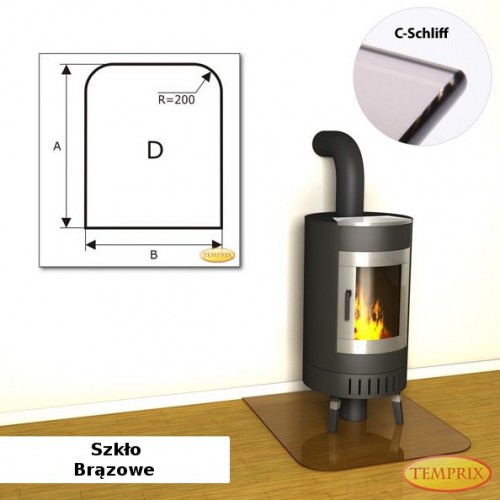 Temprix - Podstawa pod kominek ze szkla brazowego DS1 