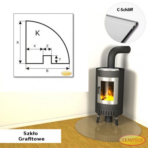 Temprix - Podstawa pod kominek ze szkla szarego KS2 