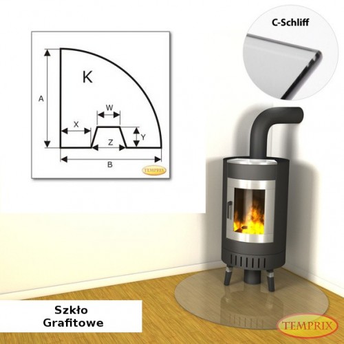 Temprix - Podstawa pod kominek ze szkla szarego KS6 