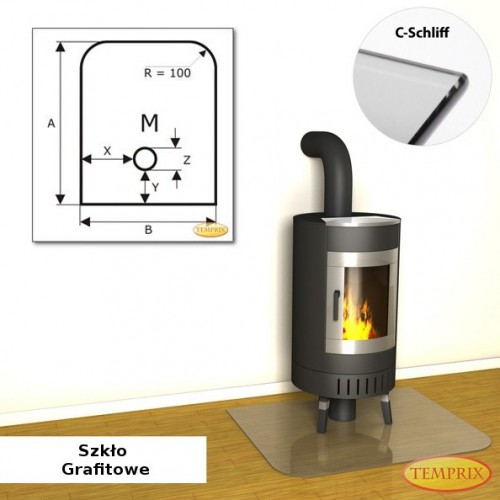 Temprix - Podstawa przed kominek ze szkla szarego MS4 