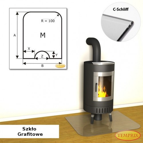 Temprix - Podstawa przed kominek ze szkla szarego MS5 