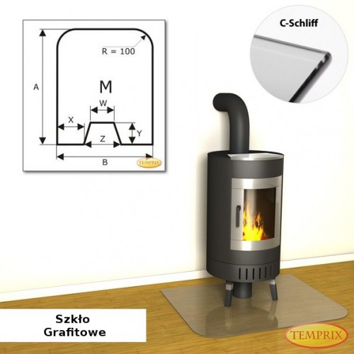 Temprix - Podstawa przed kominek ze szkla szarego MS6 